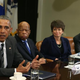 President Barack Obama speaks about race relations while flanked by Rep. John Lewis (D-Ga.), Senior Adviser Valerie Jarrett and the Rev. Al Sharpton in the Roosevelt Room at the White House in Washington, D.C., on Feb. 18, 2016.
Mark Wilson/Getty Images